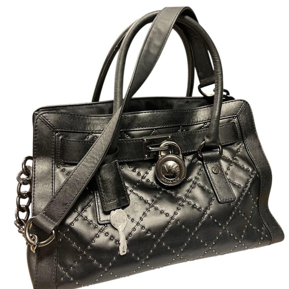 - Michael Kors Hamilton satchel with optional chain and leather strap lock/ key